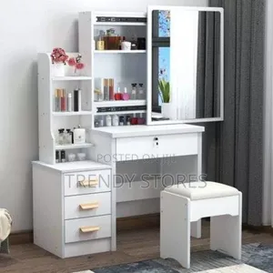 White Dressing Table With Sliding Door