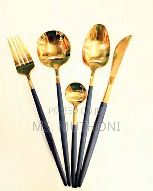 *30 Piece Black Slim Stainless Steel Cutlery Set