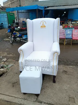Bishop, Pastor or Reverend Chair With Church Logo, White 
