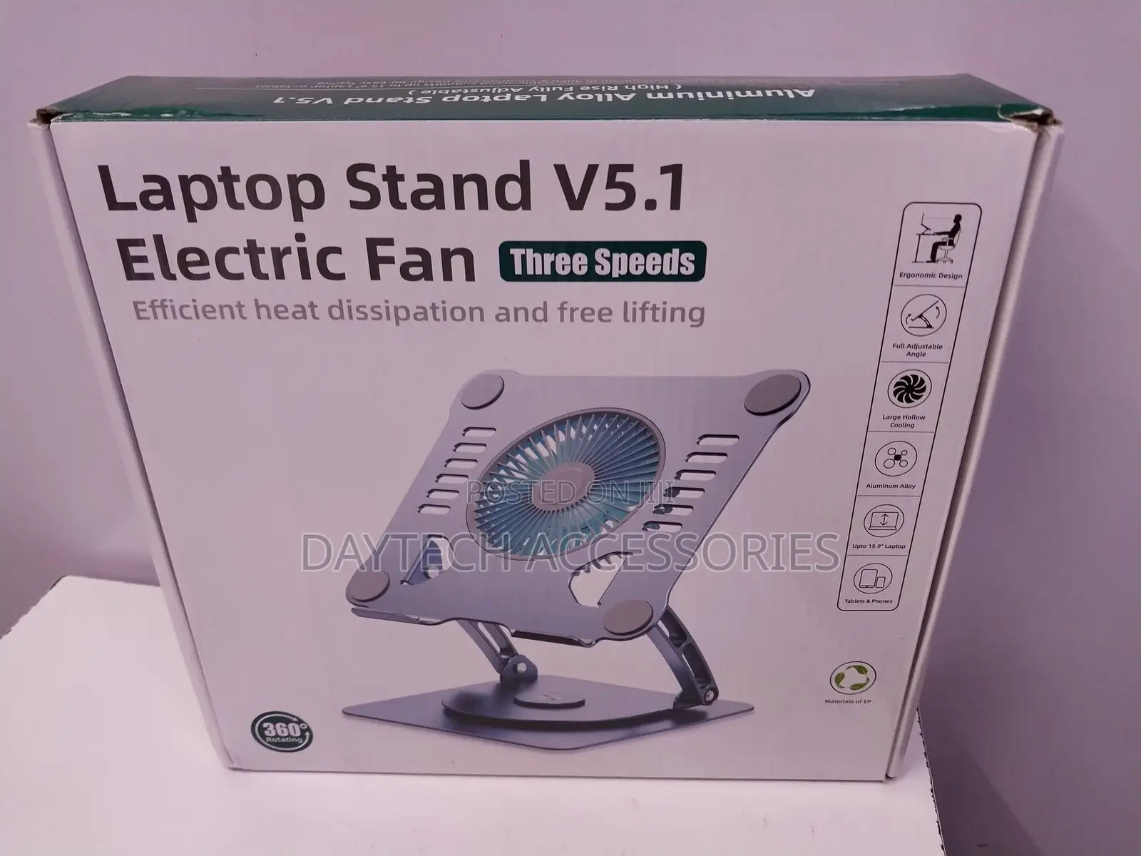 Laptop Stand Metal Mount Quiet Fan Multi Angle Aluminium