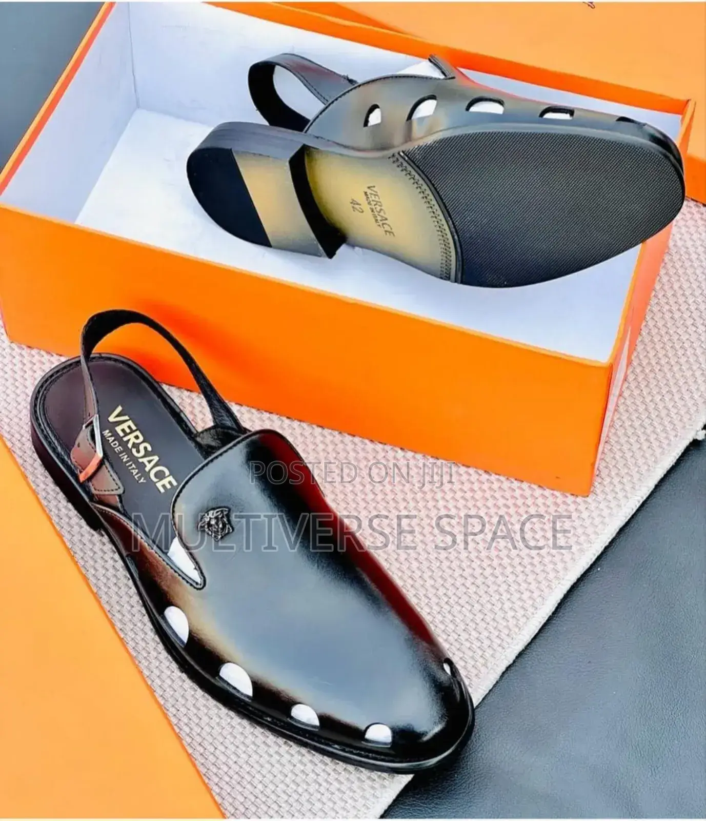 Versace Leather Strappy Mules