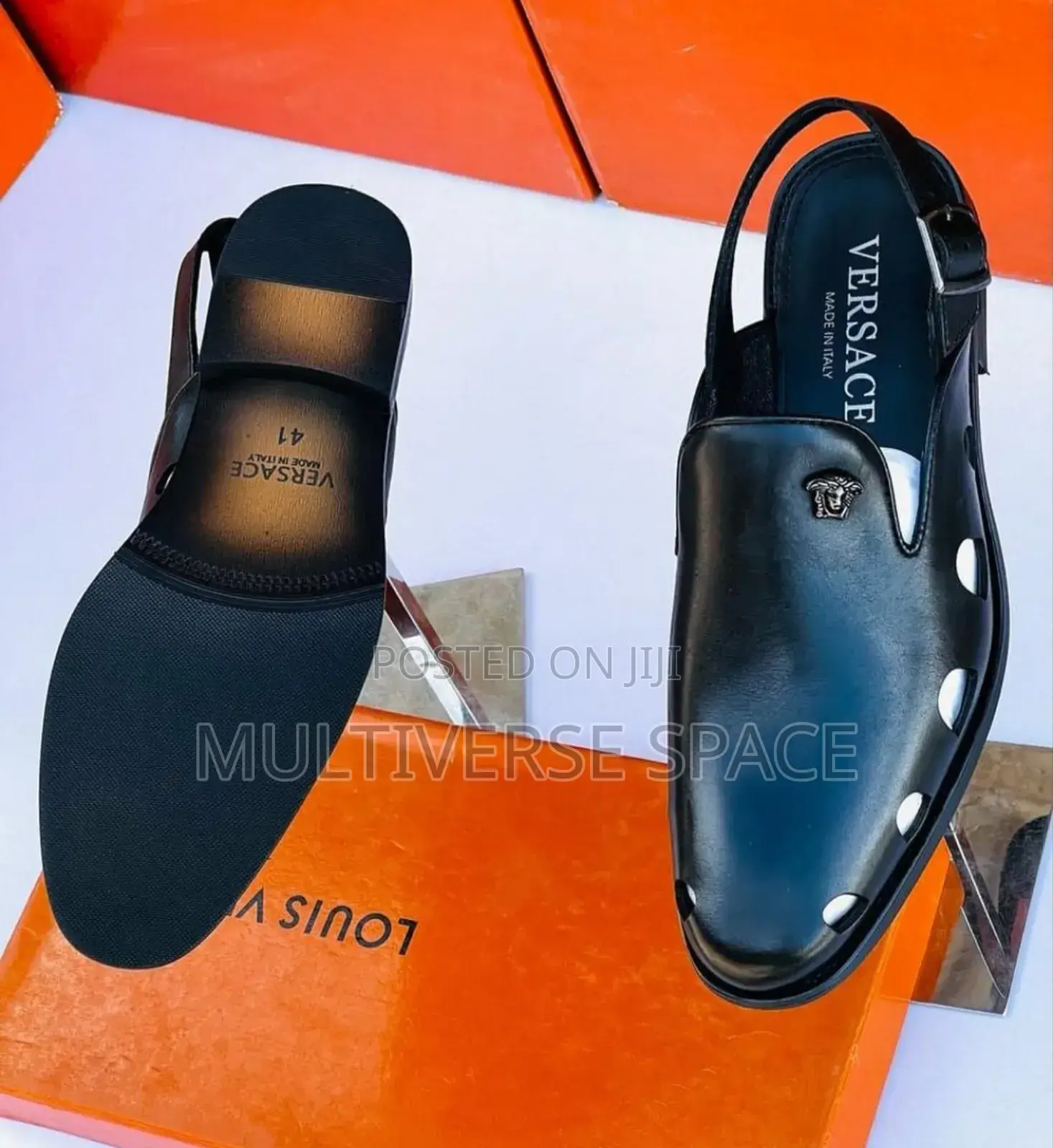Versace Leather Strappy Mules