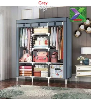 Wooden Wardrobe 3 Column - Grey