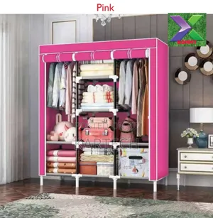 Wooden Wardrobe 3 Column - Pink