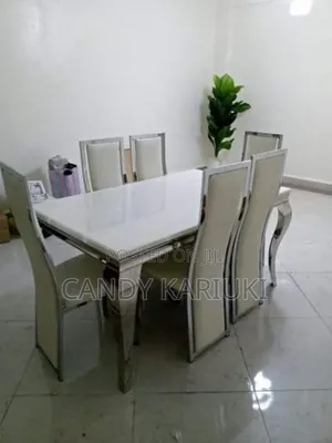 6 Seater Pure Marble Dining Set