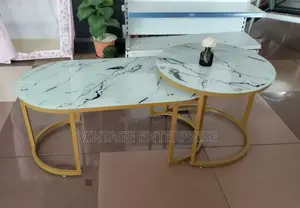 Coffee Table , White Marble 2 in 1 Nesting Coffee Table .