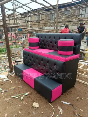 Pedicure Seat, 3 Seater Pink and Black
