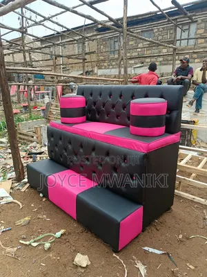 Pedicure Seat, 3 Seater Pink and Black