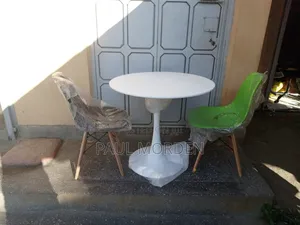 Round Negotiation Table With Two Chairs