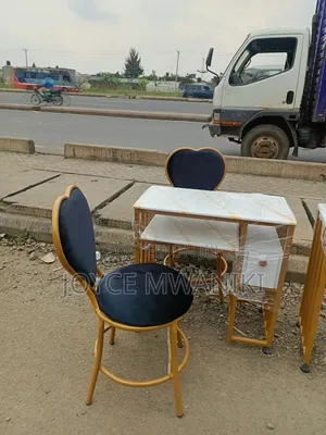 Manicure Set, 2 Love Seats and Marble Table With Drawer 