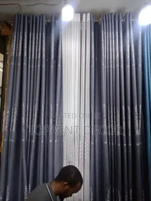 Grey Window and Door Curtains and White Sheers