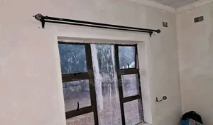 Double Black Powder Coated Window Curtain Rod