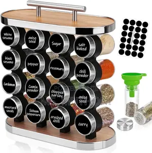  *16pcs Spice Jars With Stainless Steel Lid and a Rack