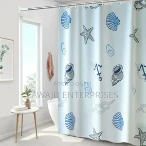 Blue PVC Shower Curtain With Sea Vibe