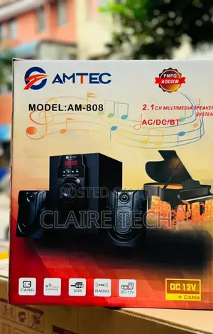 Amtec AM-808 Sub Woofer Sound System -BT/USB/FM Black Ac/Dc