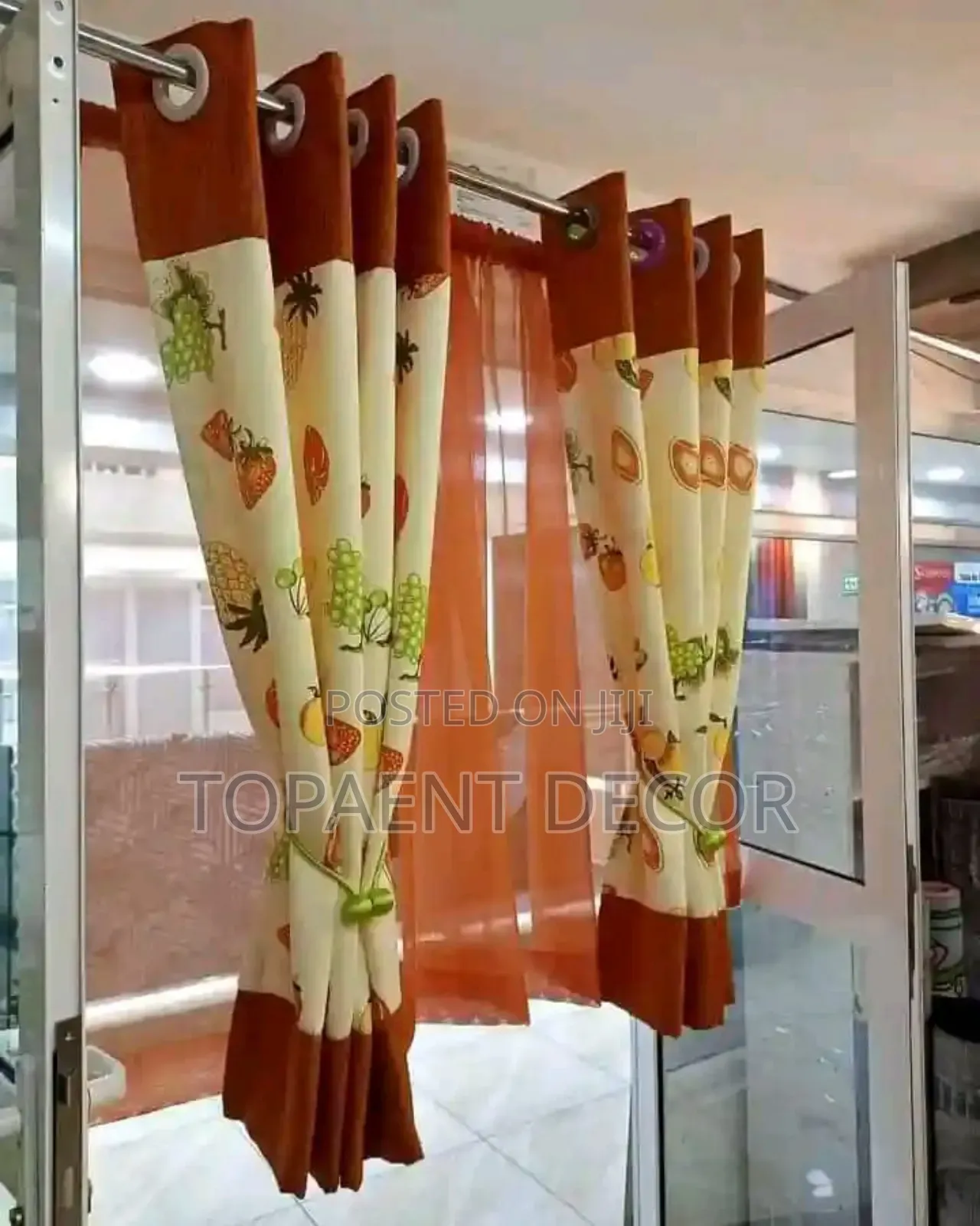 Kitchen Window Curtain and Plain Sheer