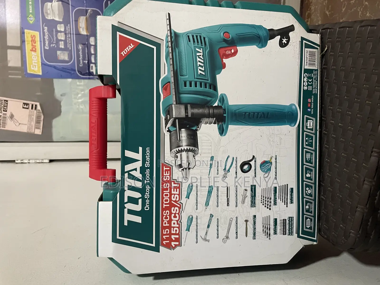 Total 115 PCS Tools Set Hammer Drill Complete Tool Set
