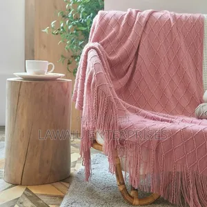 Pink Knitted Throw Blanket