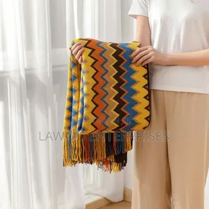Colorful Bohemian Knitted Throw Blanket