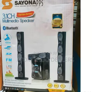 Black Sayona SHT-1204BT 3.1CH Subwoofer System Tallboy
