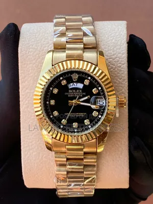 Gold Rolex Ladies Watch Black Display