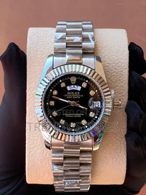 Black Display Silver Ladie's Rolex Watch