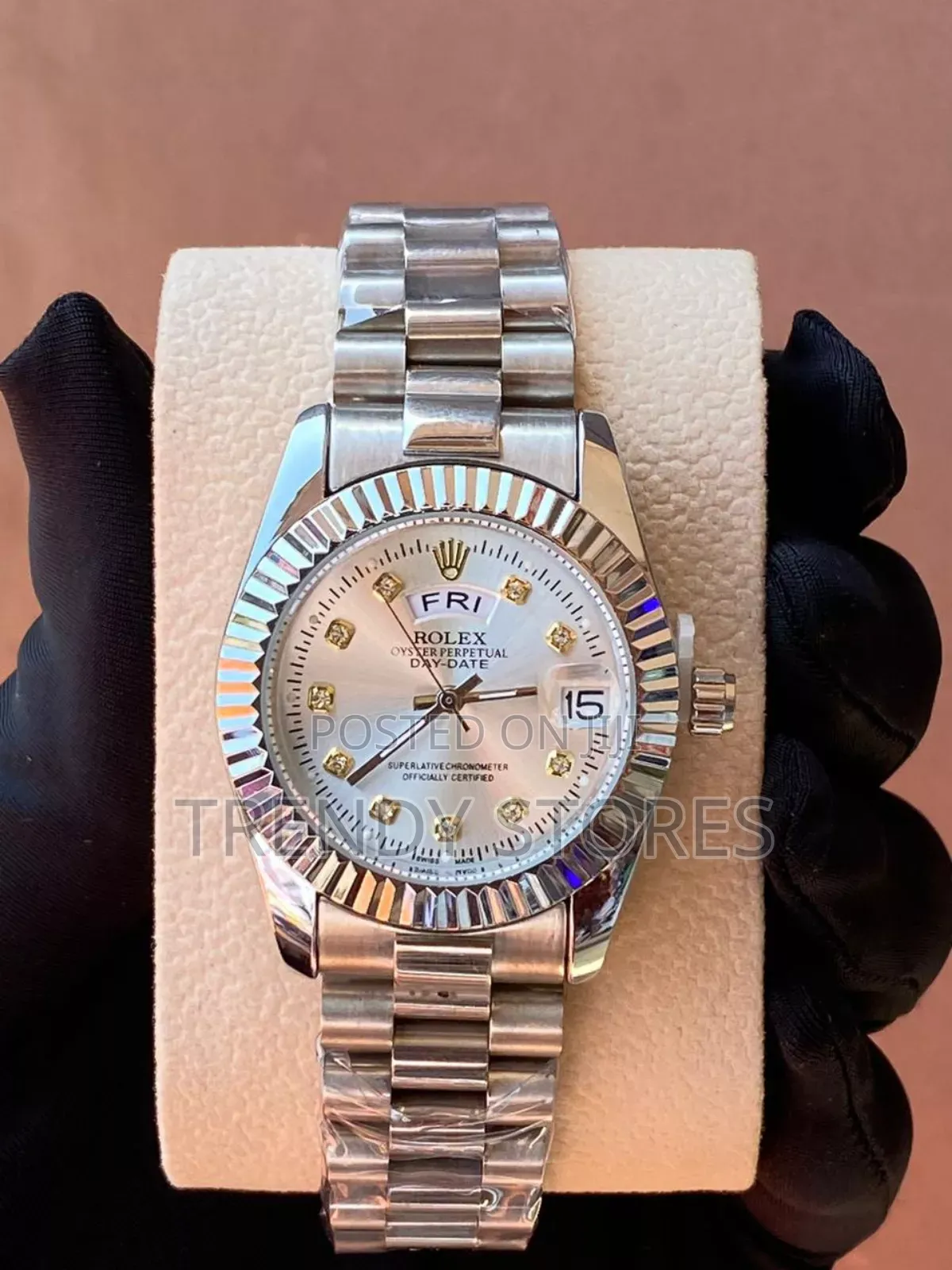 White Display Silver Rolex Ladies Watch