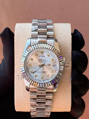 White Display Silver Rolex Ladies Watch