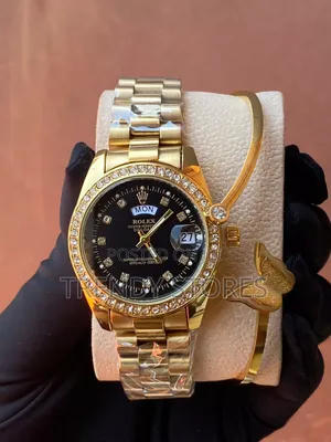 Ladies Iced Rolex Watch With Bracelet