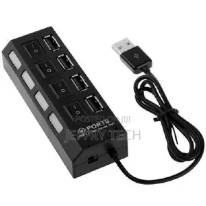 Generic 4 Ports USB Hub 2.0 USB Splitter With ON/OFF, (Black