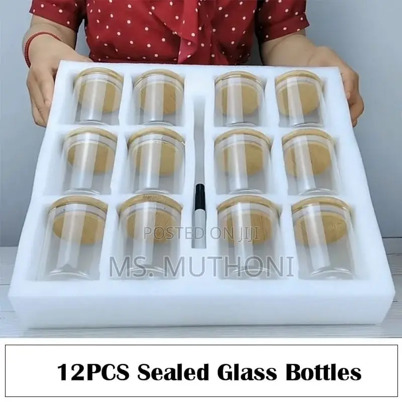 12pcs Round Glass Spice Jar Set