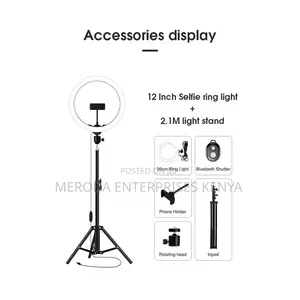 12 Inch Light + 2M Stand,Free Gift:Mic+Remote+Clip