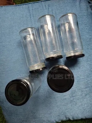 10 Glass Jar 250ml W/134mm Height 53mm Wide Black Lug Cap