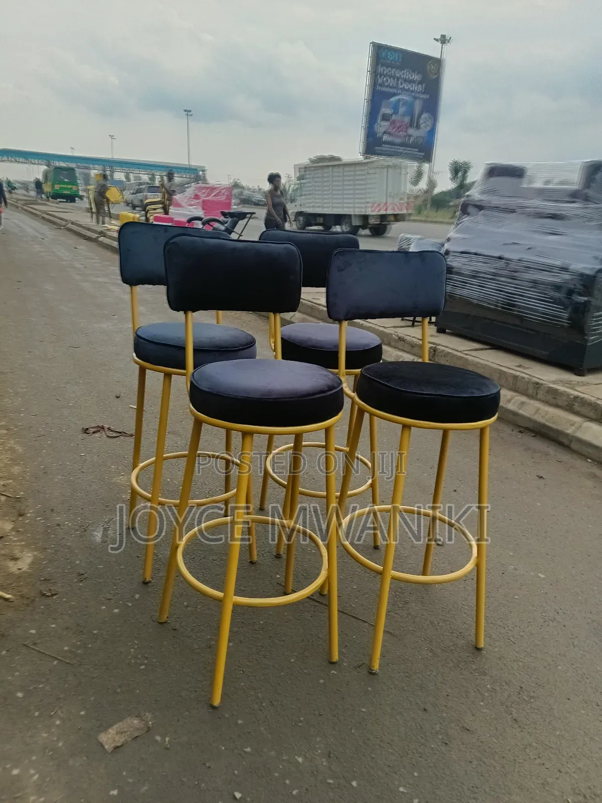Counter Stools or High Bar Stools, Black Velvet 