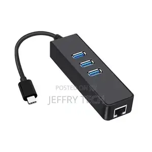 Usb 3.0 3port Hub High Speed Gigabit Ethernet - LAN Adapter