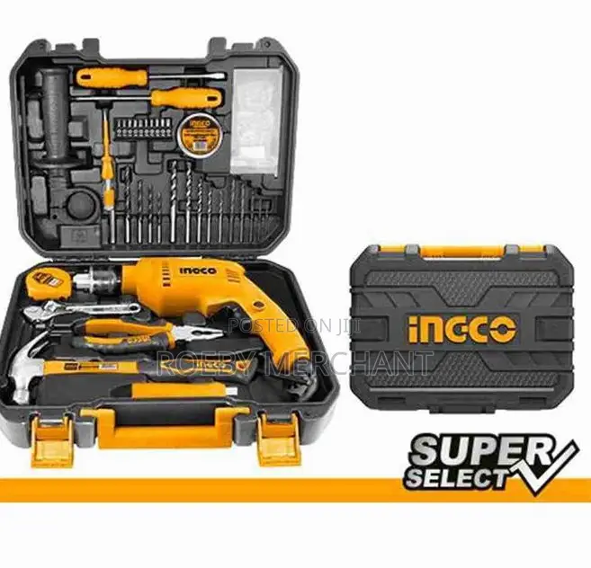 INGCO 115 Pieces Tool Box Kit- 680W Powerful Impact Drill
