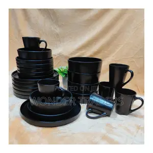 Dinner Set 24pc Black Ceramic Dinner