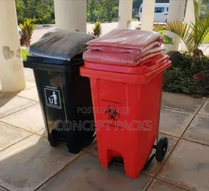 Assorted 100l Strong Pedal Bins With Wheels