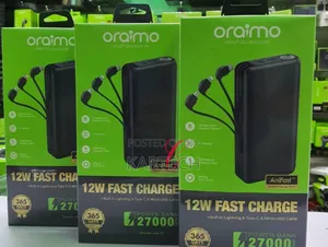 Oraimo 27,000mah Power Bank With Lightning,Type C Usb