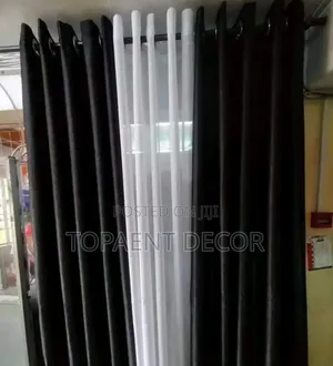 Affordable Black Door Curtains and White Sheers