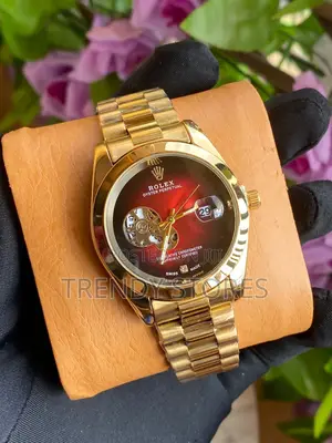Red Display Gold Gents Rolex Watch