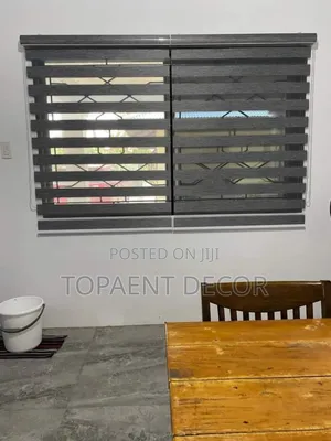 Dark Grey Horizontal Window Curtain Blinds
