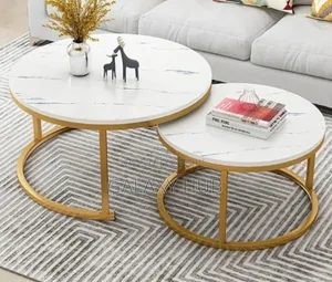 White Nesting Coffee Table Marble Effect