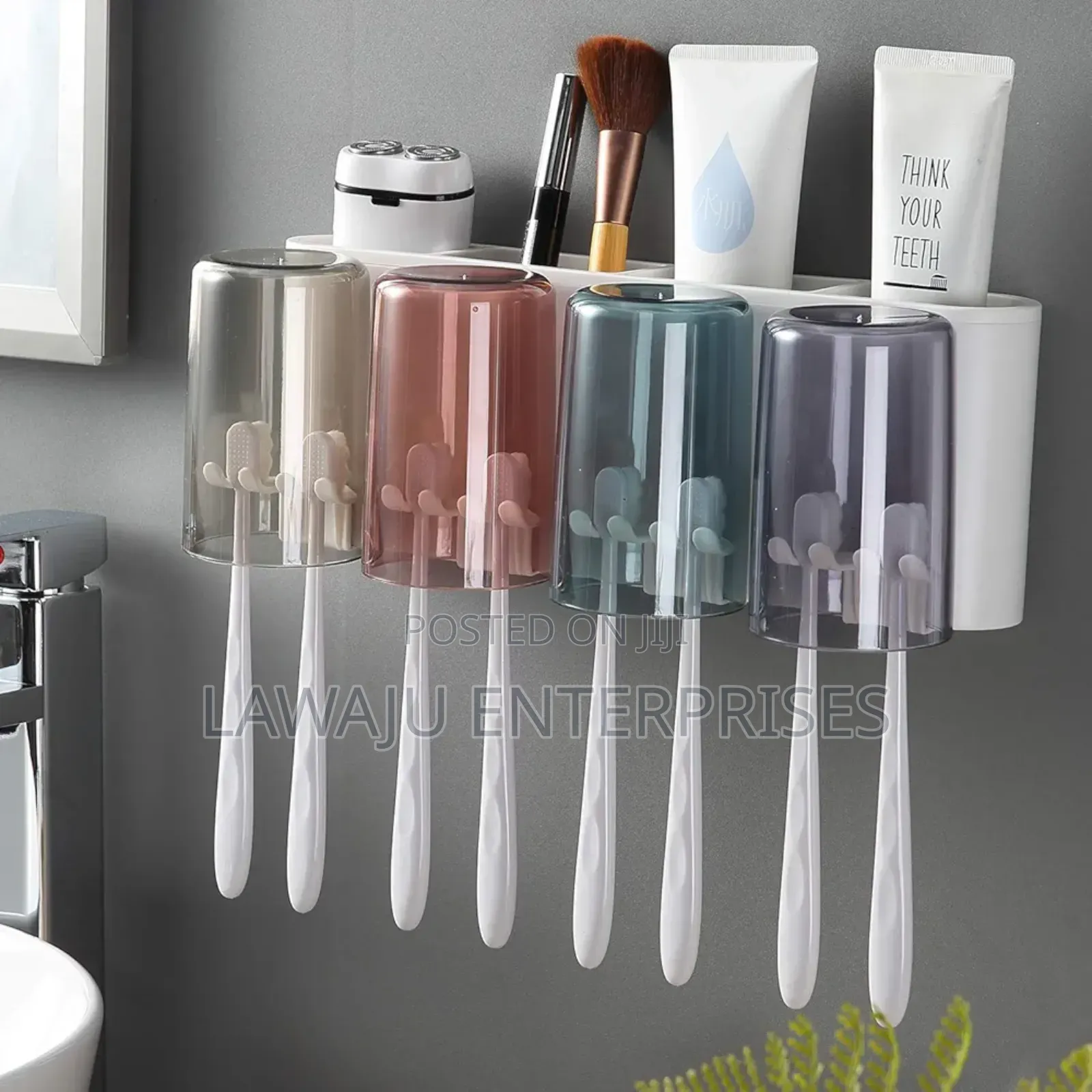 Wall Mounted Toothbrush Holder With 4 Cups