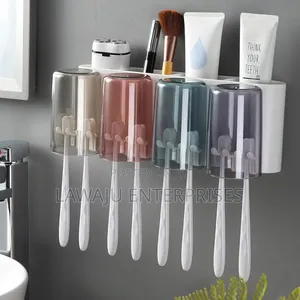 Wall Mounted Toothbrush Holder With 4 Cups
