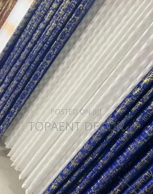 Blue Velvet With Gold Touch and White Sheers