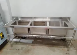 Decent Modernized Stainless Steel Three Bowls Sink