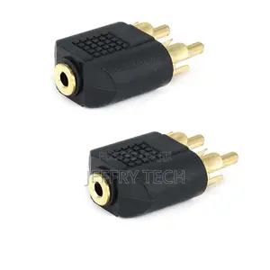 2x 3.5mm Stereo Female Jack to 2 RCA Male Plug Audio Adapter
