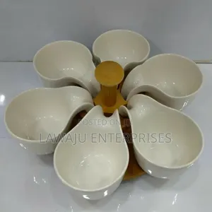 6 PCS Ceramic Soup Bowls With Rotating Base