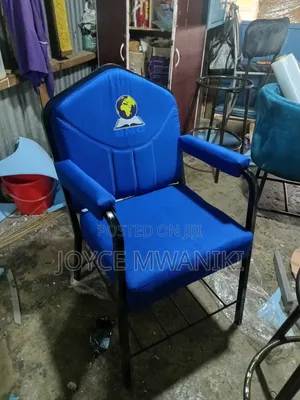 Church Chair, Blue With Armrest and Logo ,
